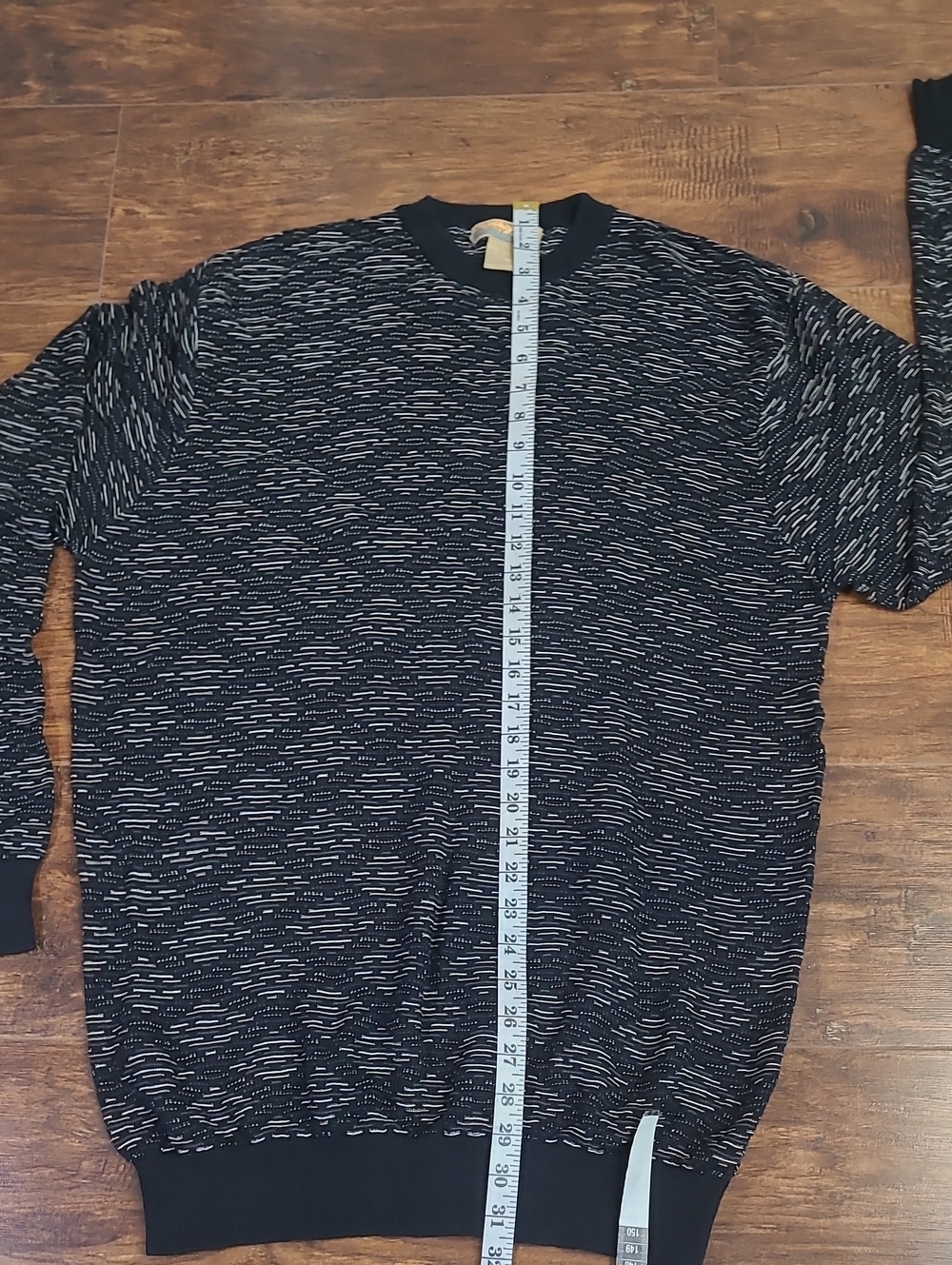 Bobby Chan Silk Cotton Men's Black & Gray Crewneck Sweater Size Large - Picture 6 of 8